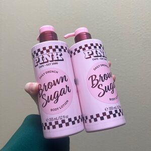 2 X VICTORIA'S SECRET PINK BROWN SUGAR DAILY DRENCH BODY LOTION, 12 oz